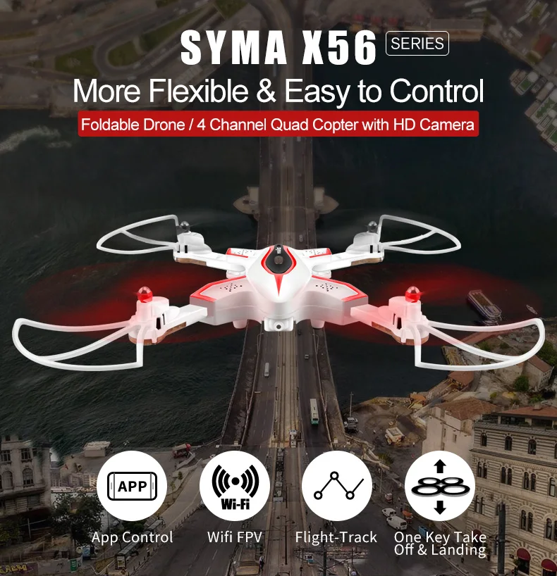 SYMA X56W дрона с дистанционным управлением 720 P HD Камера в режиме реального времени Вертолет FPV 2,4G 4CH 6-осевой складной формы Квадрокоптер