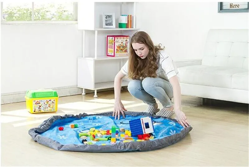 

80cm/150cm Portable Foldable Kids Children Infant Baby Play Mat Toys Storage Bags Organizer Blanket Rug Boxes Picnic Tidy Bag