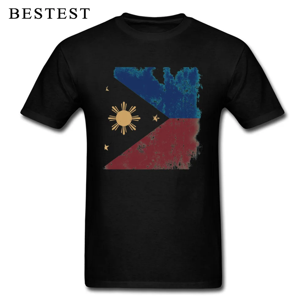 Flag of The Philippines 1024 Top T-shirts Fashionable Brand Round Neck Cotton Fabric Tops Shirt Tops Shirt for Men Mother Day Flag of The Philippines 1024 black