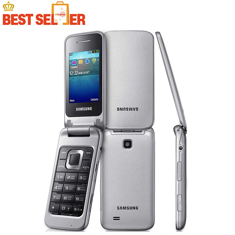 

Original Unlocked Samsung C3520 2.4 inches Screen Bluetooth Smartphone Mini-SIM Flip Detachable Mobile Phone Flower version