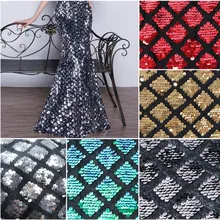 1 ярд ромбовидная расшитая блестками Ткань бархатная подкладка для изготовления платьев Свадебный костюм декоративный 5" в ширину