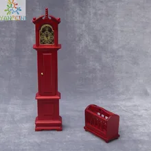 Напольный чехол с изображением дедушки Tall, миниатюрный кукольный домик с часами, 1/12 шкала, деревянный, 2 шт