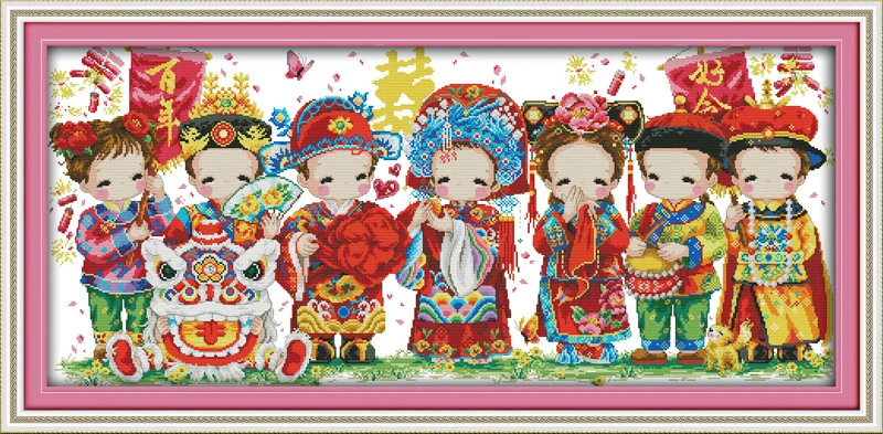 Folk custom wedding cross stitch kit people 18ct 14ct 11ct count print canvas stitches embroidery DIY handmade needlework | Дом и сад