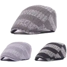 Мужская модная вязаная полосатая шапка берет с пуговицей водитель, разносчик газет Кепка CSHAT0142