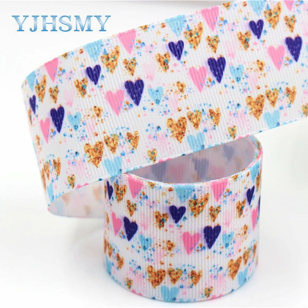 

YJHSMY G-18604-335,10 yard 38 mm Love heart Ribbons Thermal transfer Printed grosgrain Wedding Accessories DIY handmade material