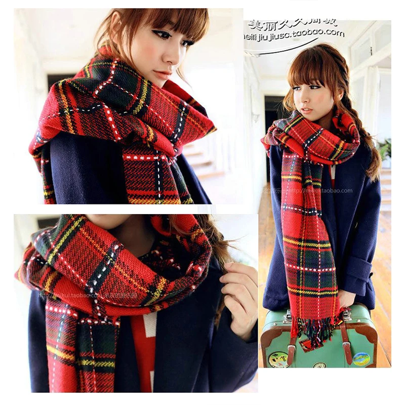

Classic British Women Warm Long Tartan Scarf Heigh Quality Hot Sale Pashmina Imitation Tassels Shawl Wrap Neck Stole Plaid