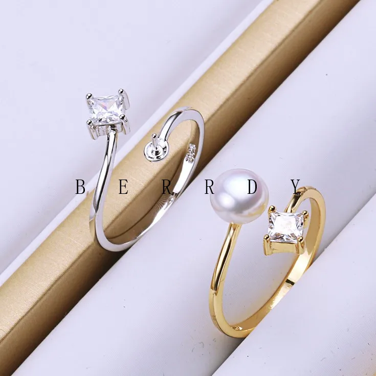 2 цвета модное кольцо с жемчугом, фурнитура для колец, регулируемое кольцо, детали для ювелирных изделий, аксессуары для шармов, серебряные ювелирные изделия
