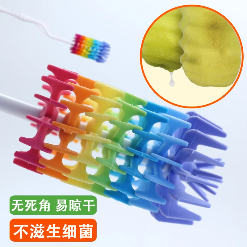 Silicone Baby Bottle Brushes For Cleaning Kids Milk Feed Bottle Nipple Pacifier Nozzle Spout Tube Cleaning Brush Easy Cleaning