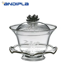 200 мл креативный японский бутик Лотос Gaiwan Стеклянный заварочный чайник; чай чайник чайная чашка чайник мастер чашка крышка удар чайный набор кунг-фу