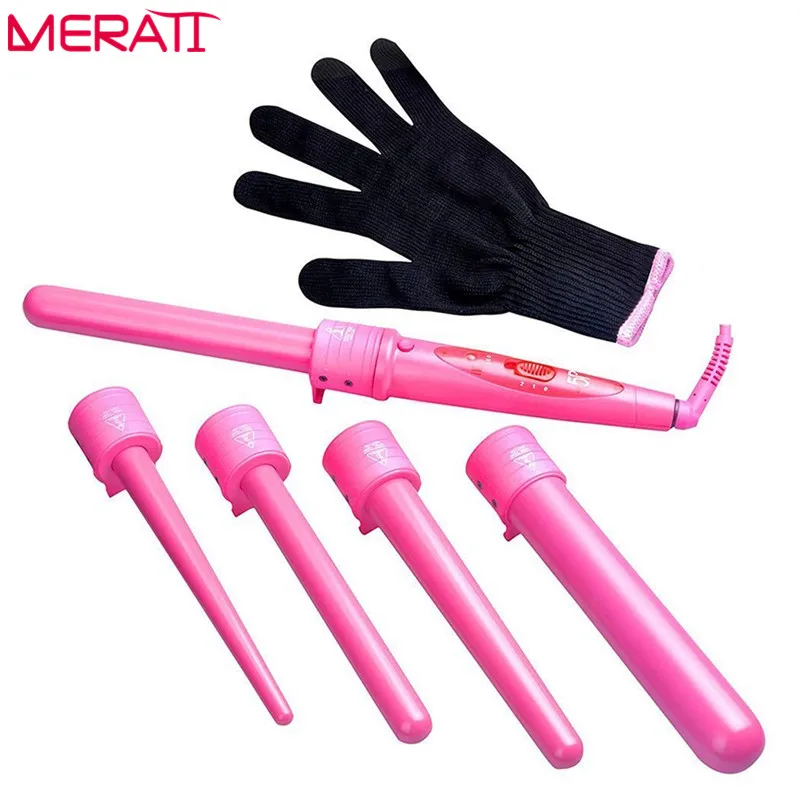高速髪ヘアアイロンヘアスタイリング5で1カーリング鉄杖セットヘアカーリングトング5ピース髪カーリング鉄