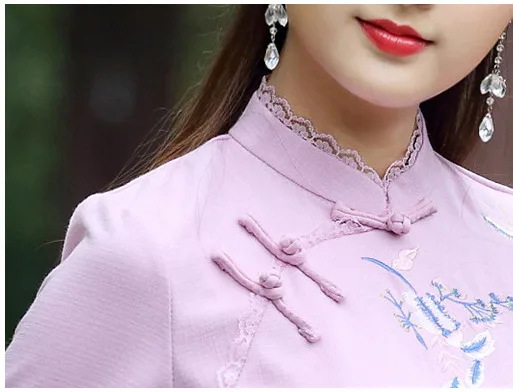 SHENG COCO Cheongsam Blusa хлопковый льняной Восстановленный древний Китай Вышивка Кружева китайские традиционные женские топы Ropa Восточный