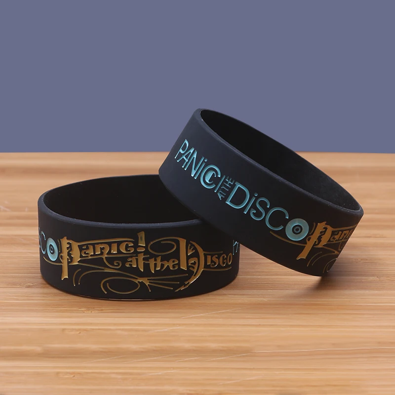 Wide Version Panic At The Disco Silicone Bracelets Pop Rock Band At The Disco Silicone Bracelets Pop Rock Band Silicon Wristband Cool Fashion Item Por Jerwerly In Charm From Jewelry Accessories On