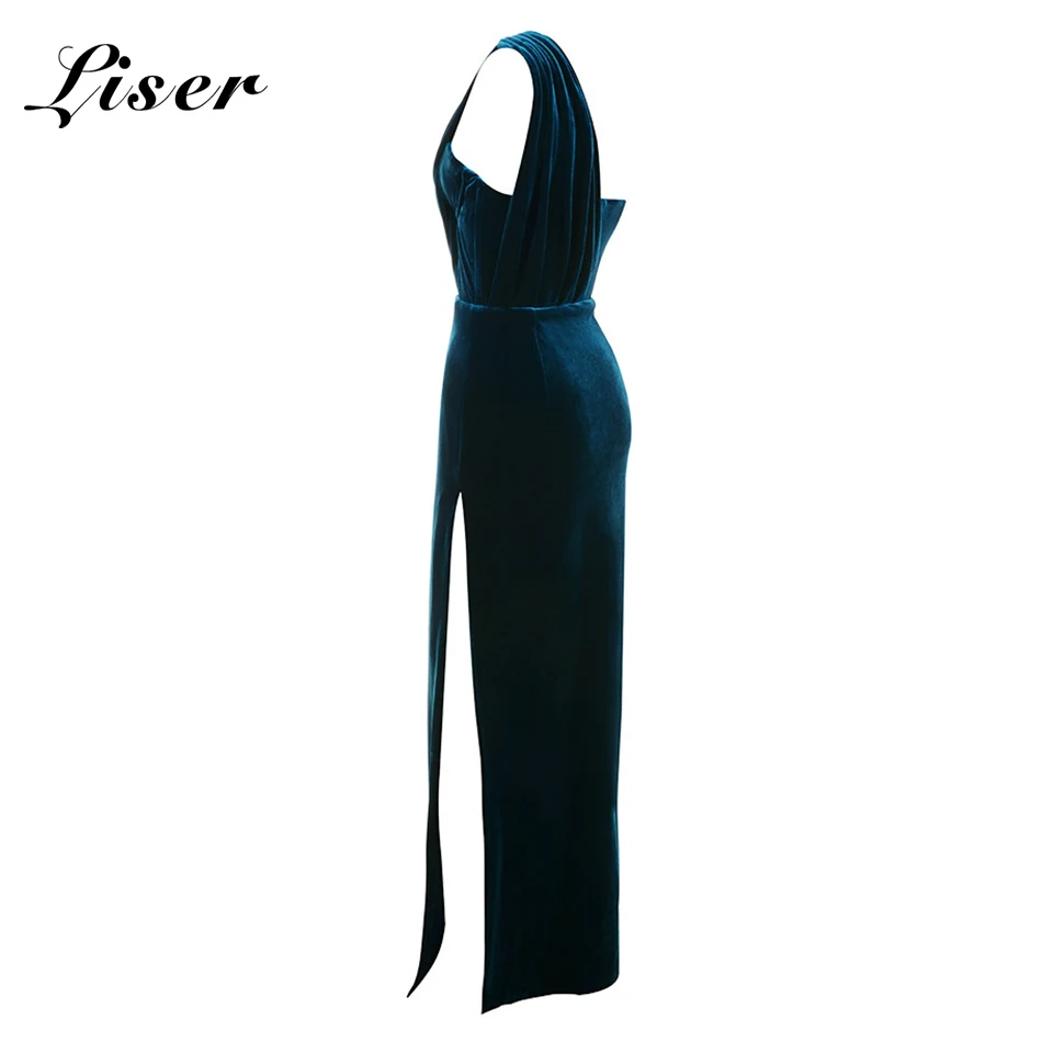 Liser новое летнее женское платье без бретелек бархатное сексуальное обтягивающее платье элегантные вечерние платья синего цвета Vestidos