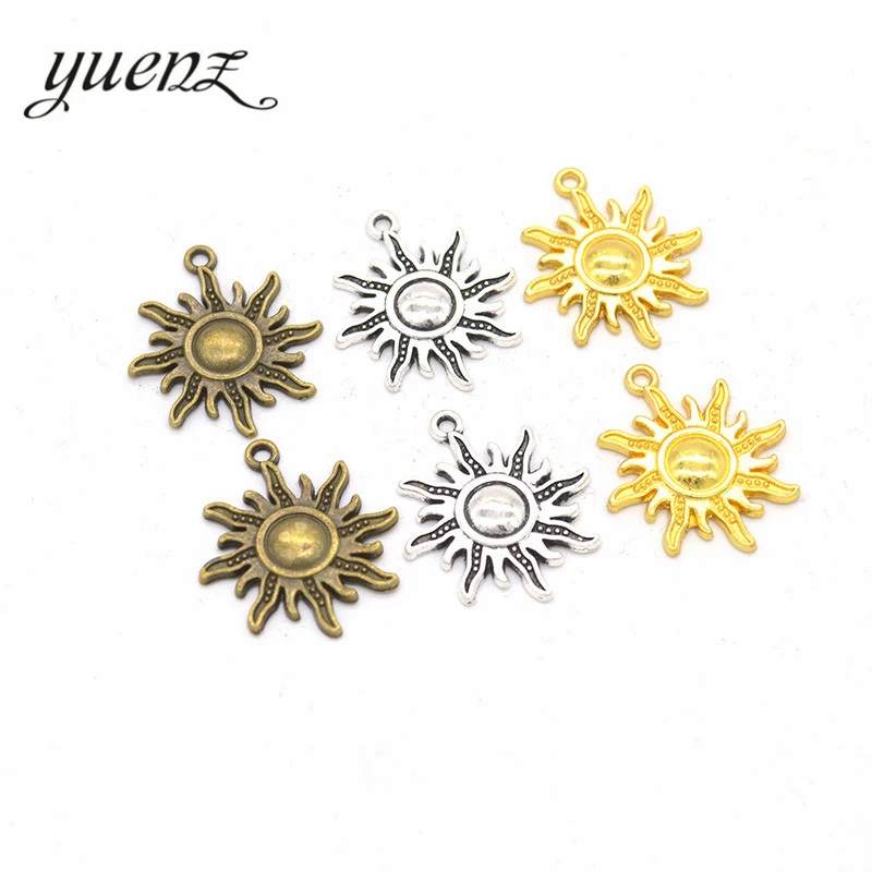 YuenZ 10pcs Antique silver Plated sun Charm Pendants Jewelry Diy Accessories Making DIY Findings L201 | Украшения и аксессуары