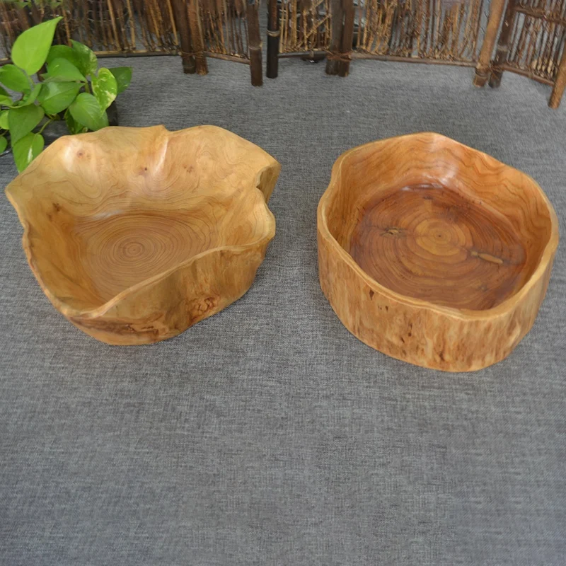 LUDA Household Fruit Bowl Wooden Candy Dish Fruit Plate Wood Carving Root Plate Wood 20-24 Cm fruit plate wooden tableware