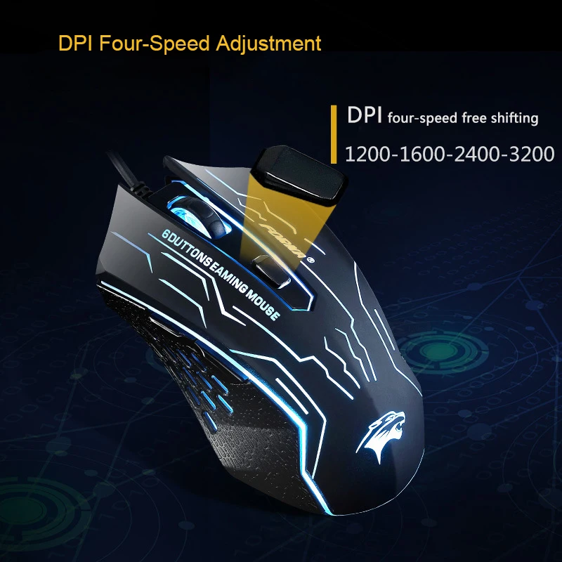 USB Wired Gaming Mouse 3200DPI 6Buttons Sound/Silent Optical Computer Mouse Gamer for PC Laptop for