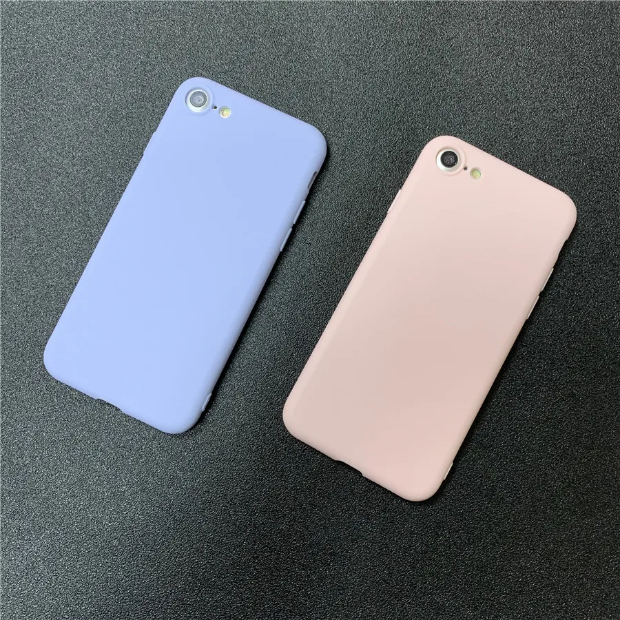 Candy Phone Case For iPhone 8 Case 6 6s 7 Plus Case 5 5s SE Solid Color Soft Matte TPU Back Cover For iPhone XS Case MAX XR X