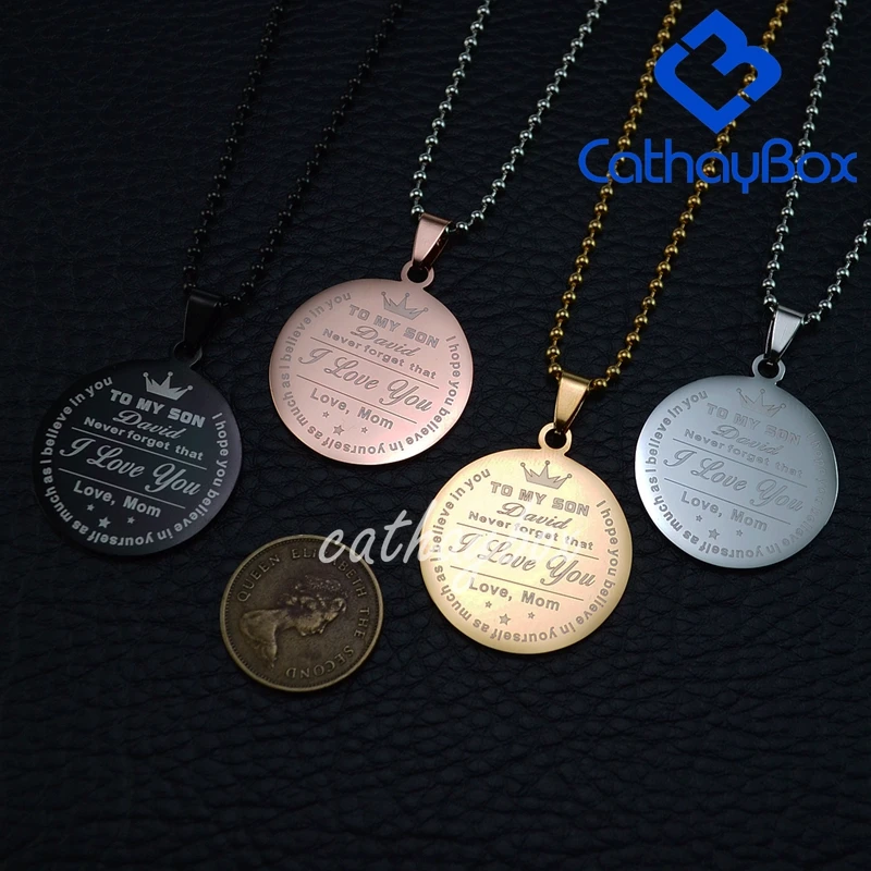 Stainless Steel Silver Gold Black Rose Gold Color Baby Name Chava Engraved Personalized Gifts For Son Daughter Boyfriend Girlfriend Initial Customizable Pendant Necklace Dog Tags 24 Ball Chain 