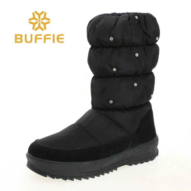 

Women boots with beautiful diamond upper elastic high black upper sample selling strong outsole warm fur insole nice look free