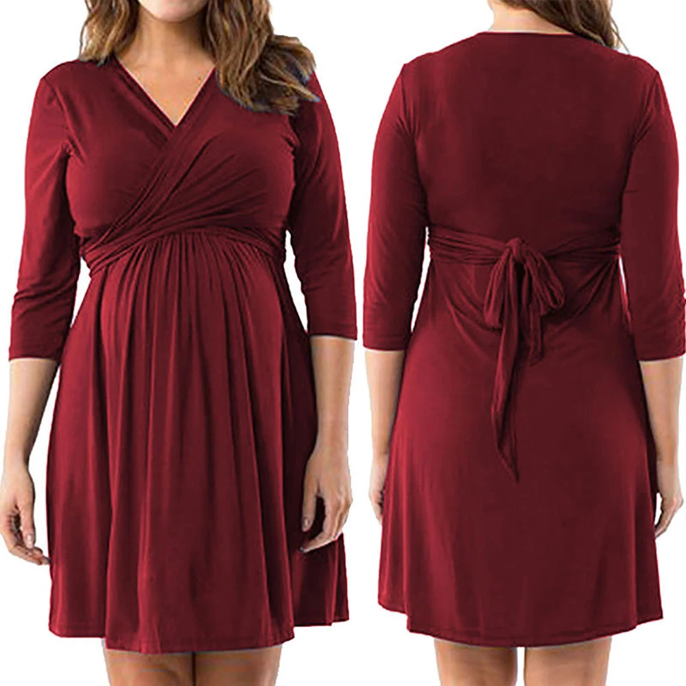 wrap front maternity dress