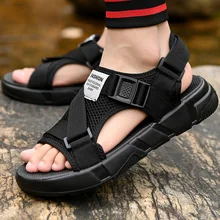 AKEXIYA Men's Sandals 2019 Gladiator Men's Sandals New Roman Men's Shoes Summer Gray Black Fashion Flat Sandals black fashion jewelry embellished flat sandals