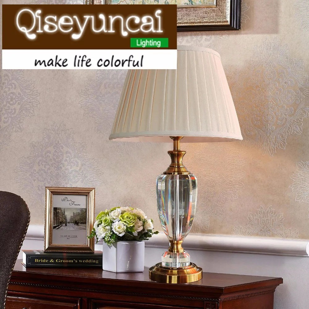 

Qiseyuncai Simple modern luxury wedding warm warm light light adjustable LED crystal lamp creative bedroom bedside lamp