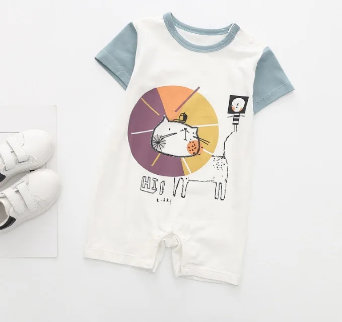 (4Pcs/lot) Summer Baby Girl Clothes Cotton Cartoon Animal Baby Romper