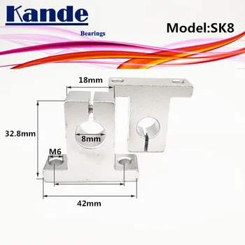 

Kande Bearings 4pcs SK8 8mm linear shaft support for 3D printers sliding SK8 8mm