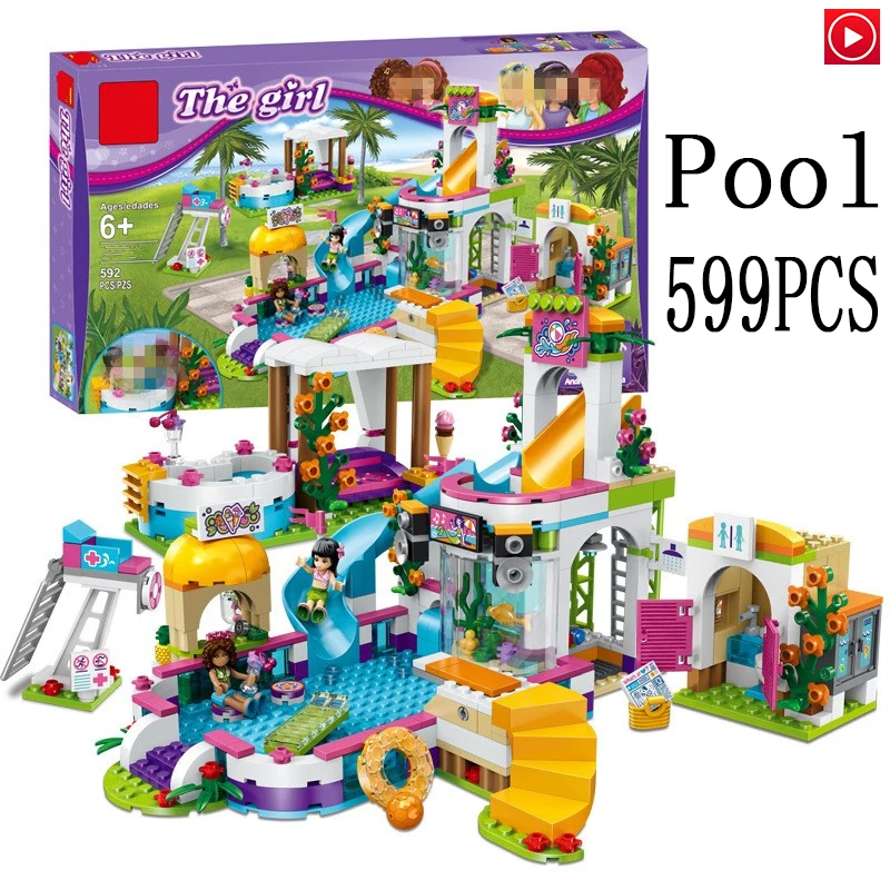 

Legoed Friends Girls Heartlake 41313 Summer Pool Lepin girl 01012 Model kits Building Block Bricks Legoingly Toys Christmas Gift