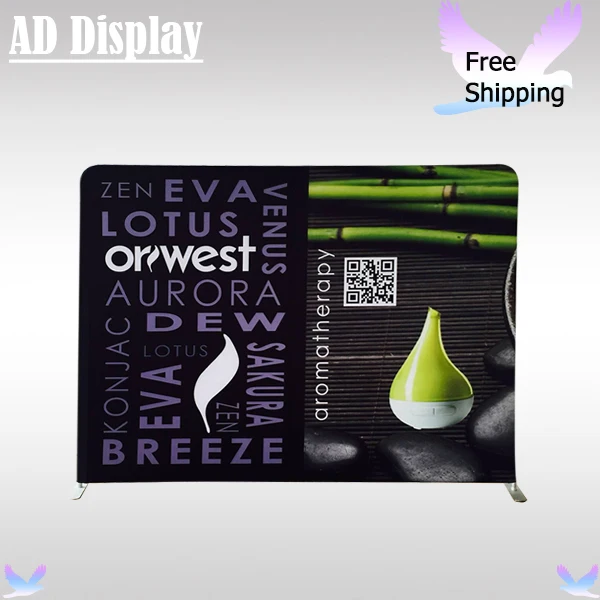  10ft*8ft Trade Show Booth Double Side Printed Banner With Portable Aluminum Frame,Exhibition Fabric Backwall Display Equipment 
