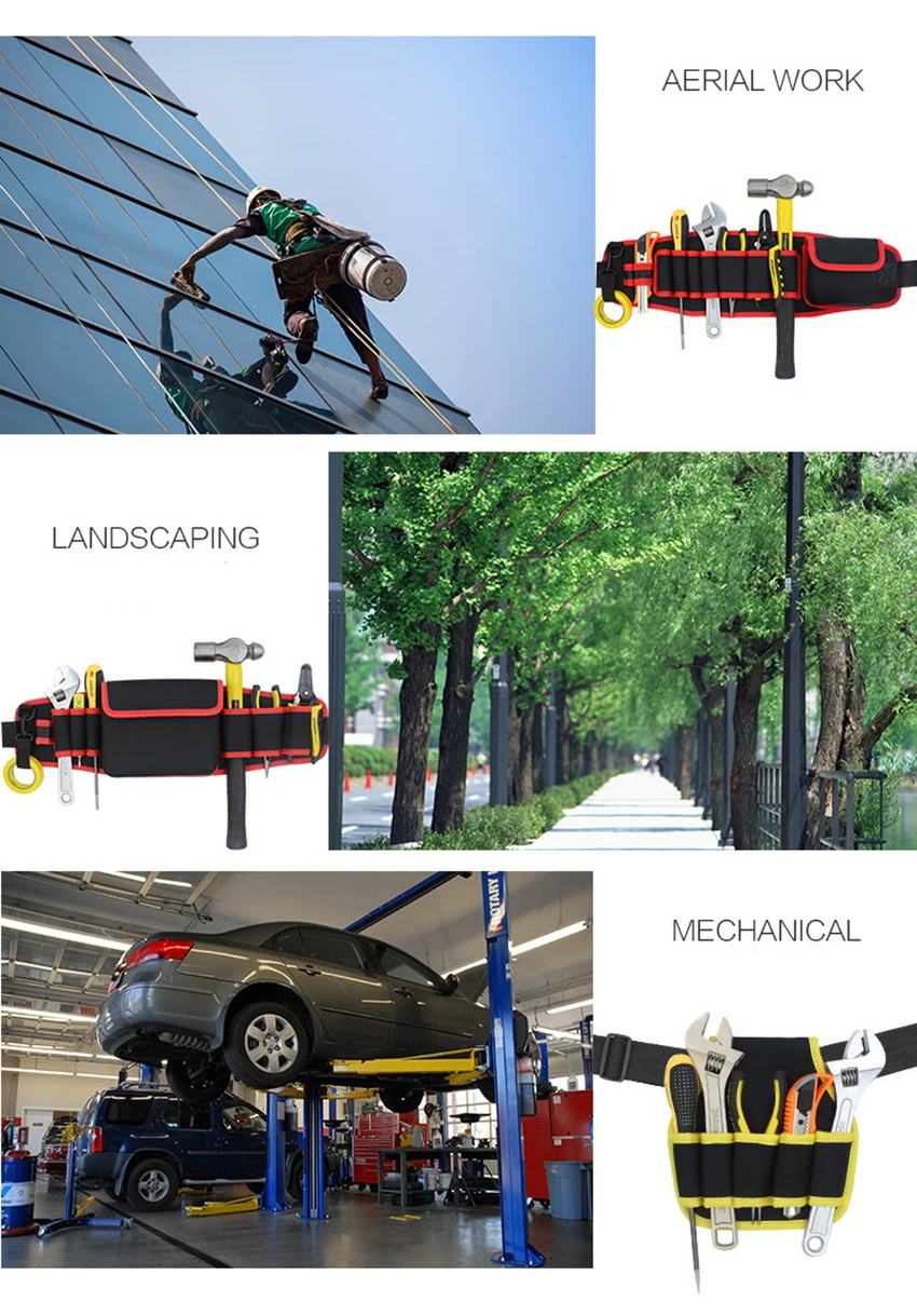 600D водонепроницаемый Оксфордский тканевый инструмент для талии органайзер мульти-карманы сумка для инструментов поясная сумка для