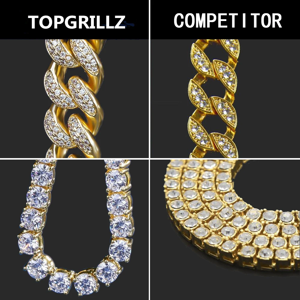 TOPGRILLZ 5 мм Iced Out Bling AAA Циркон 1 ряд теннисная цепочка Ожерелье для мужчин хип хоп ювелирные изделия Прямая поставка