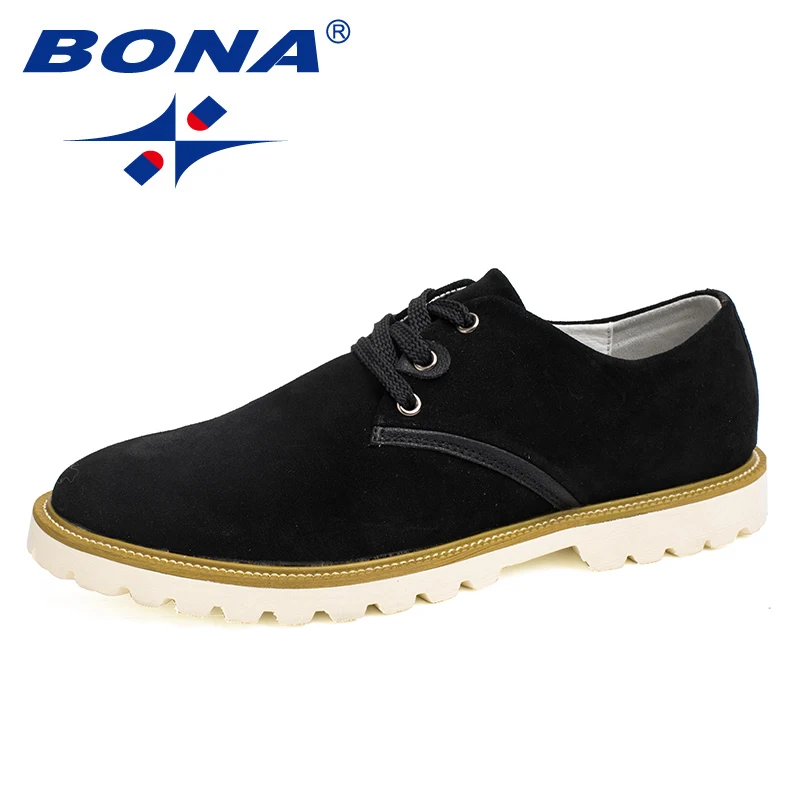 

BONA New Arrival Popular Style Men Casual Shoes Lace Up Suede Leather Men Shoes Comfortable Light Soft Men Flats Free Shipping