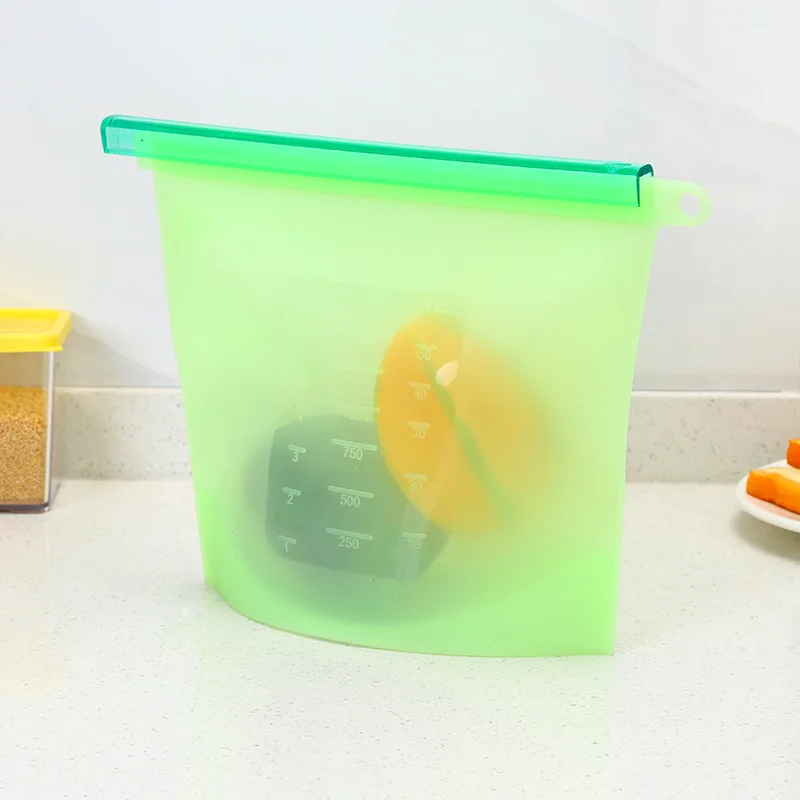 LIYIMENG домашняя Пищевая силиконовая свежая сумка для кухни пищевая уплотнительная сумка для хранения на кухне Органайзер гаджет принадлежности для приготовления пищи - Цвет: Green