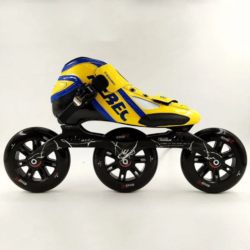 الألياف الزجاجية سرعة تزلج الأحذية المهنية أحذية النساء/الرجال 125 ملليمتر 3 عجلات كبيرة جولة كعكة التزلج الأسطوانة الزلاجات