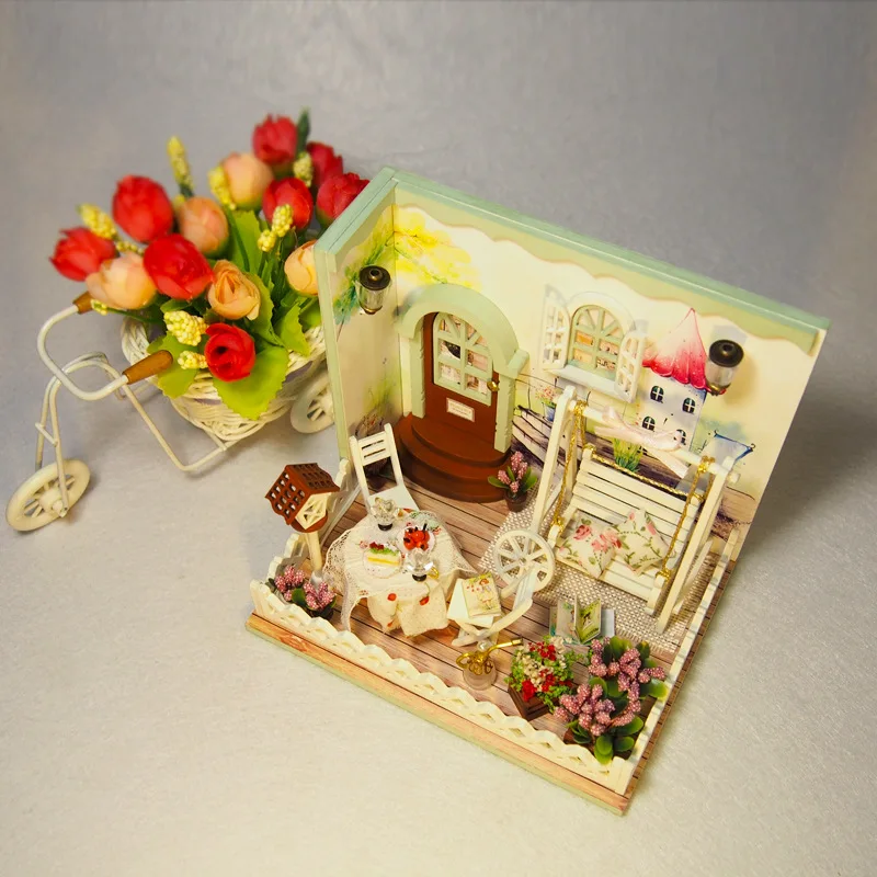 Кукольный дом мебель Diy миниатюрный домик De Boneca 3D Деревянный миниатюрный кукольный домик набор детские игрушки подарки на день рождения-секретный сад