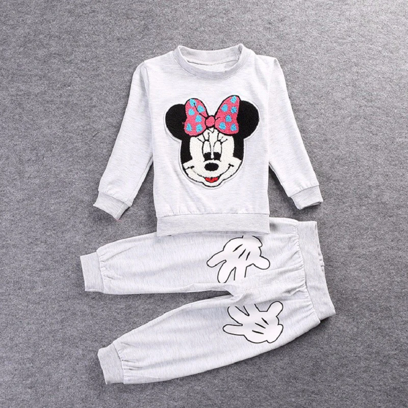 EOICIOI/осенние комплекты одежды с Минни для маленьких девочек детская одежда хлопковый комплект с длинными рукавами для девочек, футболка+ штаны, комплект для девочек