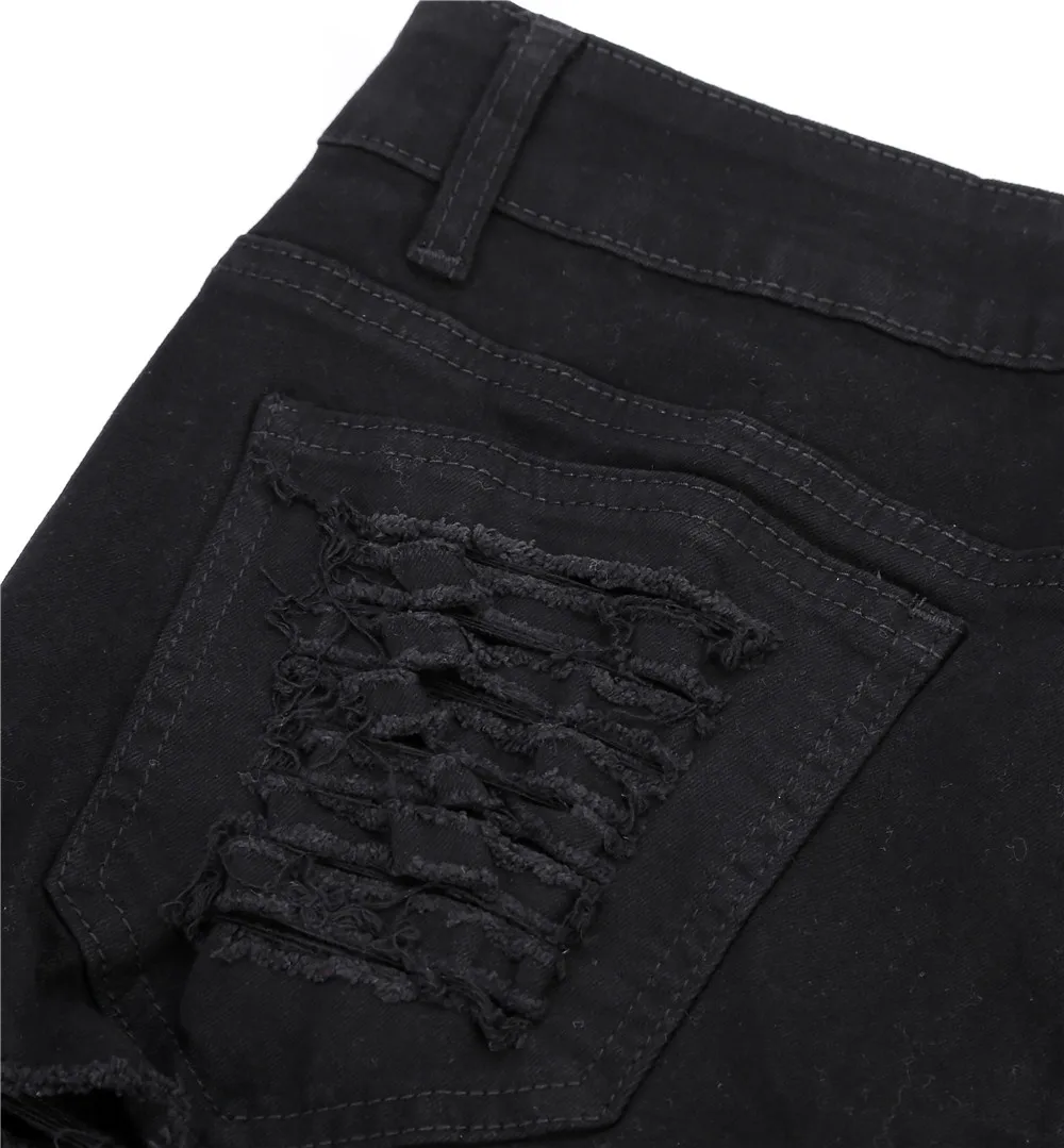 Сексуальные летние женские рваные джинсовые черные рваные джинсовые шорты, женские эластичные кружевные бандажные шорты с высокой талией и кисточками, S-3XL