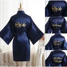 Silk Satin Wedding Bride Bridesmaid Robe Solid Bathrobe Short Kimono Robe Night Robe Bath Robe Fashion Dressing Gown For Women 0