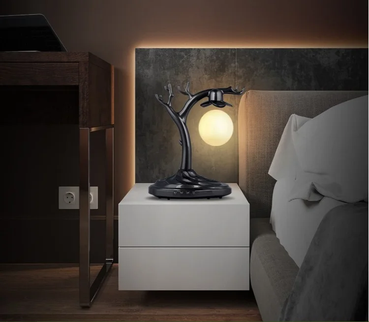 Магнитная подвеска 3D луна лампа светодиодный Bluetooth динамик умный бас беспроводная зарядная Колонка Домашнее аудио украшение
