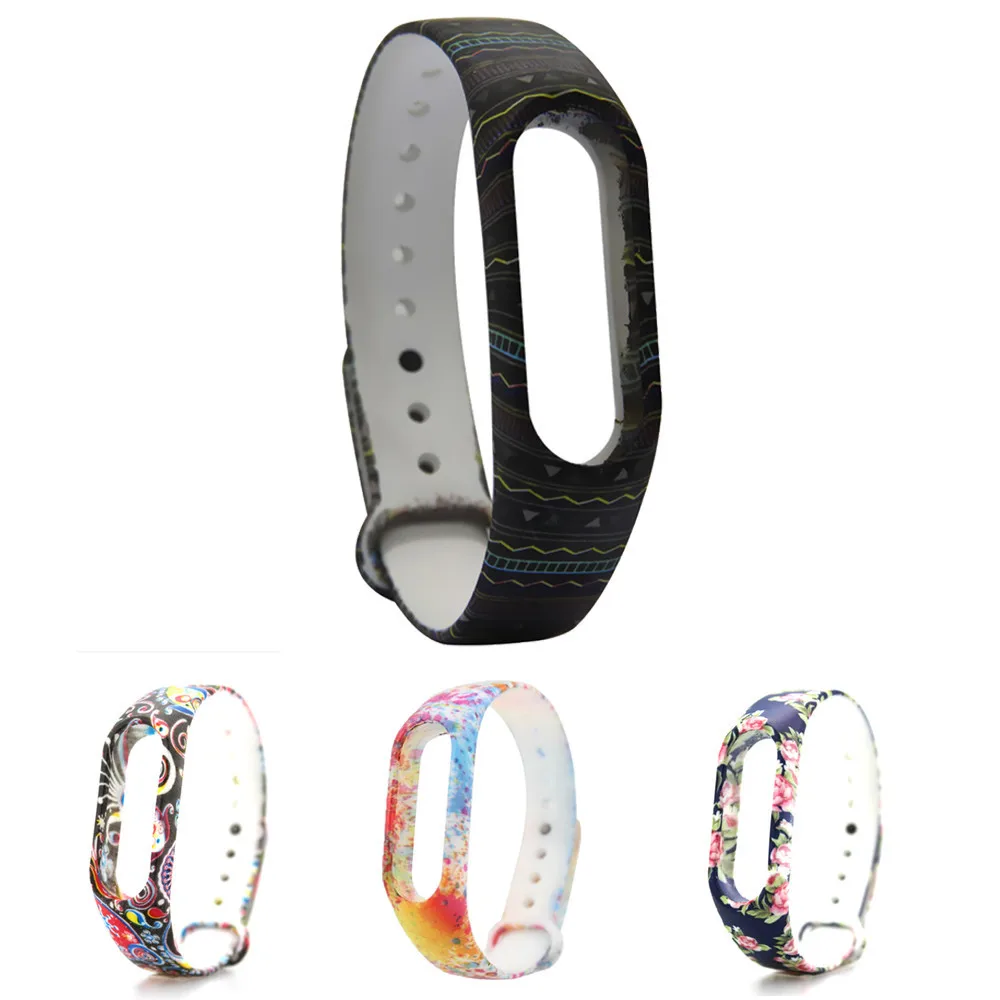 

OTOKY Watchbands Sport Multicolour TPU Pattern Bracelet Replacement Fashion Smart Watch Strap For Xiaomi Miband 2