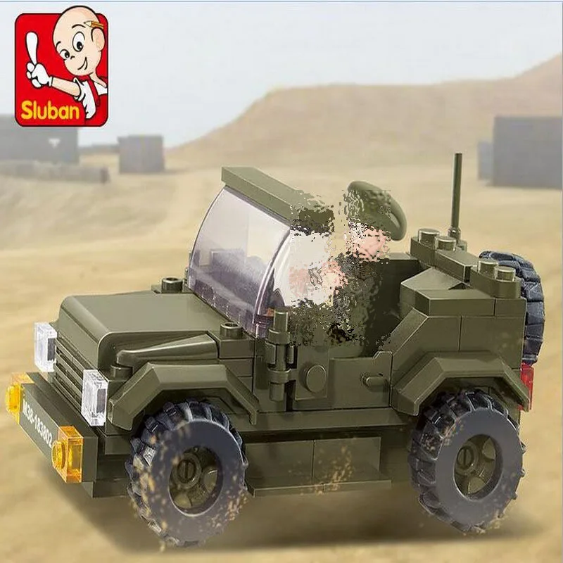 

Sluban 0296 121Pcs Military Series Army Command Jeep Car Building Blocks Enlighten Figure Toys For Children Compatible With Lego