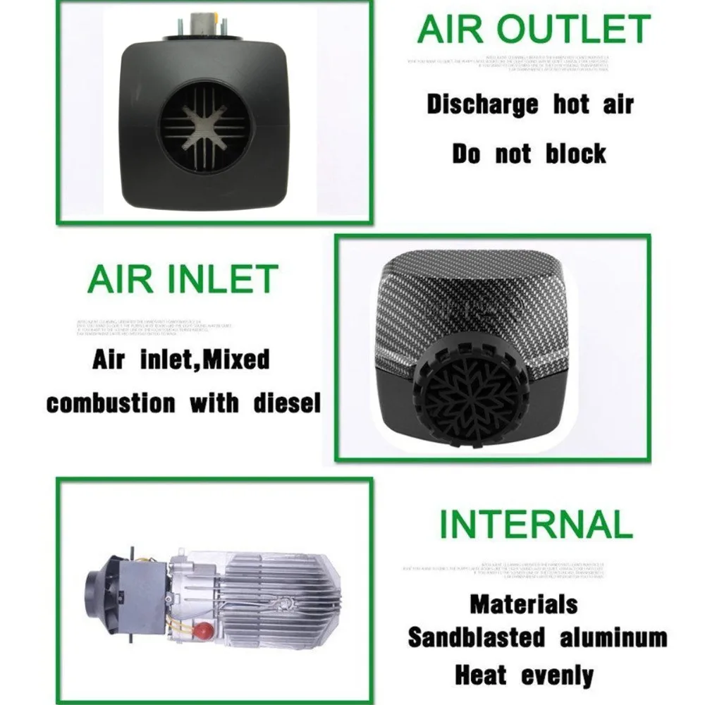 12 В 5000 Вт ЖК-монитор с одним отверстием воздуховод топливный нагреватель 5 кВт для грузовиков, лодок, автобусов с дистанционным управлением и глушителем автомобильный обогреватель