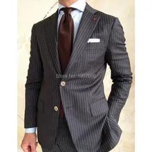 Black Men Suits for Wedding Groom Tuxedos with Stripes Two Piece Jacket Pants Latest Design Male Blazer Clothing