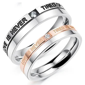 

Couple ring zircon classic Titanium steel couple ring