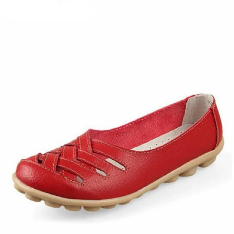 

Shoes Woman 2018 Summer Cow Leather Flats Women Slip On Women's Loafers Hollow Out Moccasins Shoe Plus Size 35-42 1h27