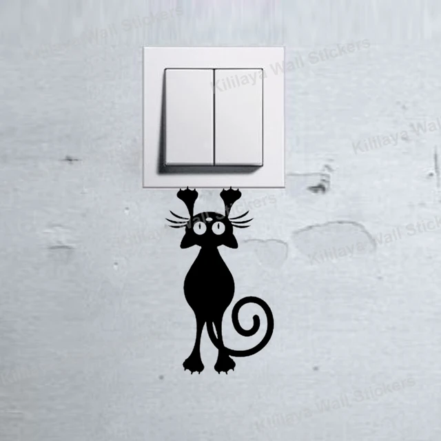 3pcs lot kitten cat hanging light switch decal wall sticker