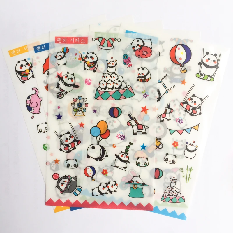 

6 Sheets /Pack Super Cute Panda Adhesive Decorative Stickers Album Notebook Cup DIY Decoration Stickers Stick Label