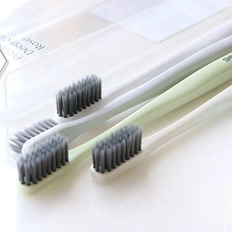 

MFESI 4Pcs Toothbrush Double Ultra Soft Toothbrush Bamboo Charcoal Nano Brush Tooth Brush Dental Oral Care Hygiene Teeth Brush
