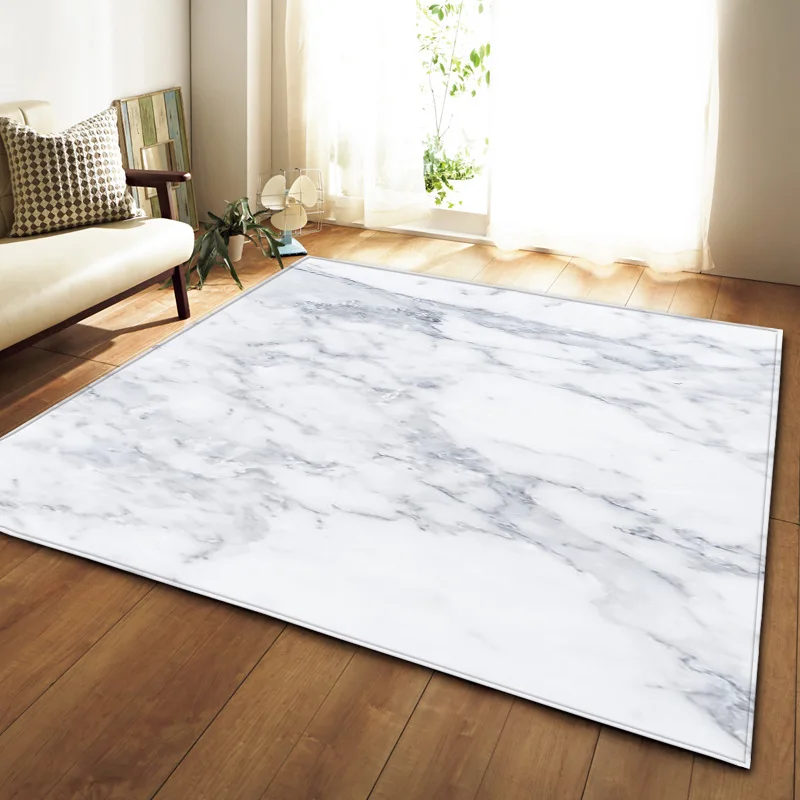 

Nordic 3D Marble Pattern Carpets Soft Flannel Area Rugs Parlor Tea Table Anti-slip Bedroom Bedside Mat Living Room Large Carpet